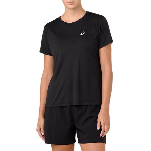 Asics Silver Womens Short Sleeve Running T-Shirt - Black