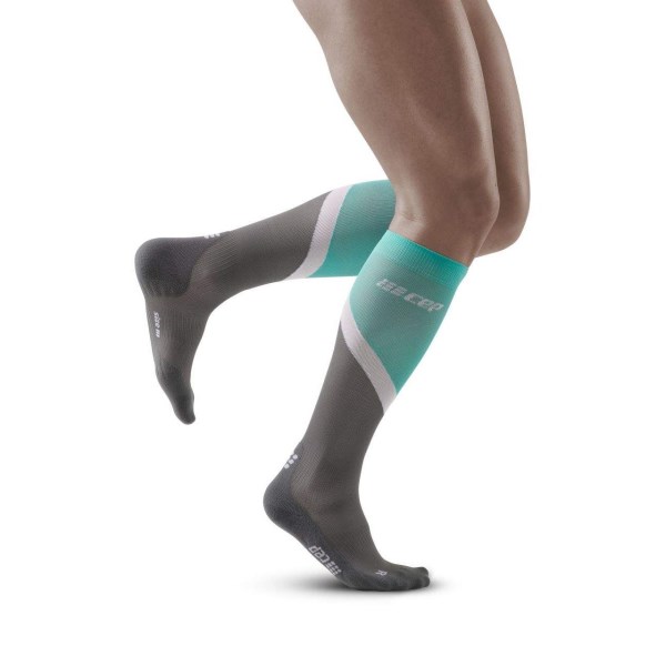 CEP Chevron Long Compression Socks - Grey/Ocean