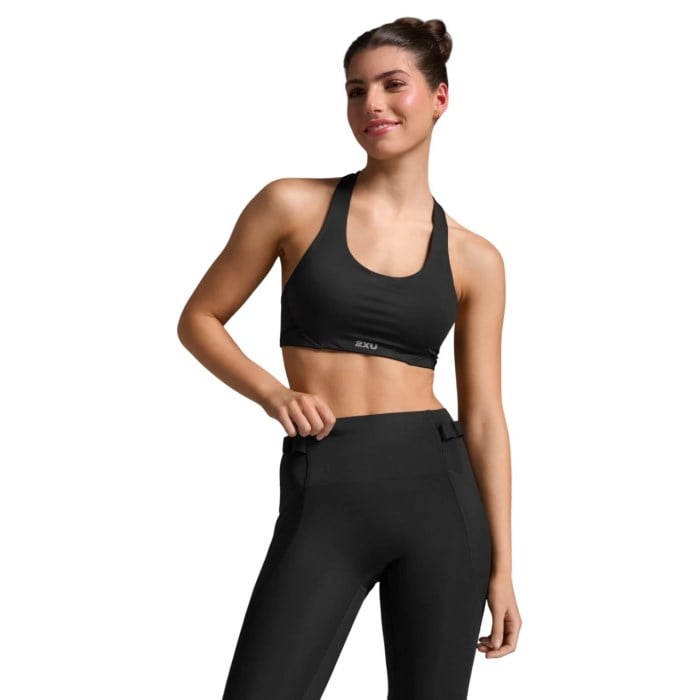 2XU Aero Mesh Medium Impact Bra - Black/Silver Reflective