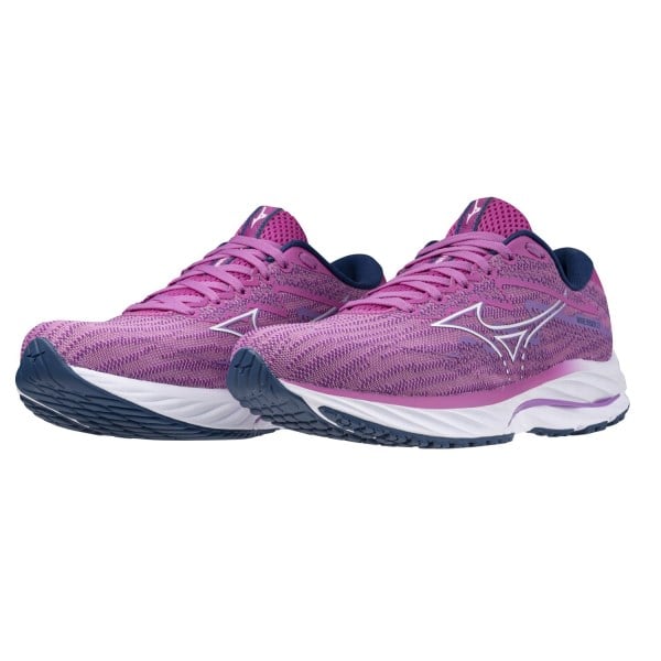 Mizuno Wave Rider 27 - Womens Running Shoes - Rosebud/White/Navy Peony