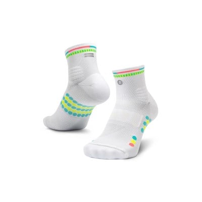 SHYU Quarter Crew Racing Socks - White/Polka/Reef