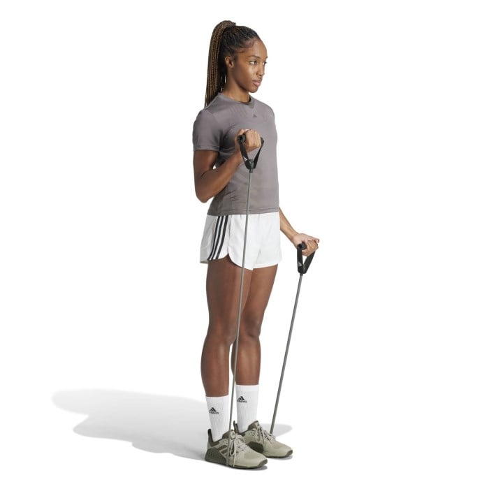adidas Pacer 3 Inch Woven Hi-Rise Womens Training Shorts - White/Black