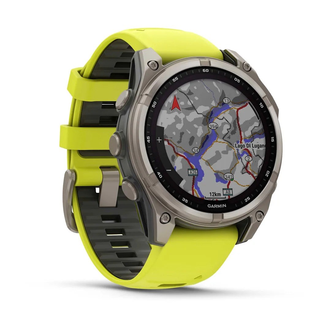 Garmin Fenix 8 Solar 47mm Sapphire Edition Titanium Watch - Amp Yellow/Graphite Silicone Band - image 3