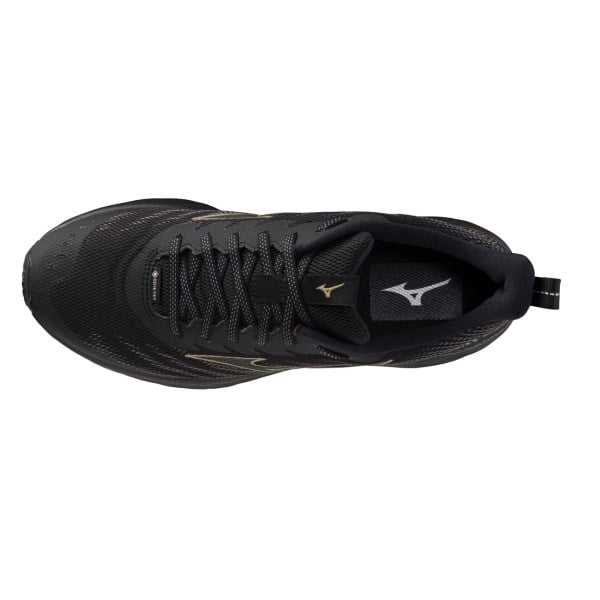 Mizuno Wave Rider GTX 2 - Mens Trail Running Shoes - Black/Golden Halo/Quiet Shade