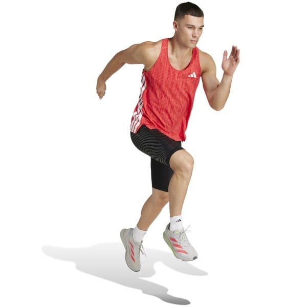 Adidas Mens Adizero Run Singlet - Semi Lucid Red/Pure Ruby