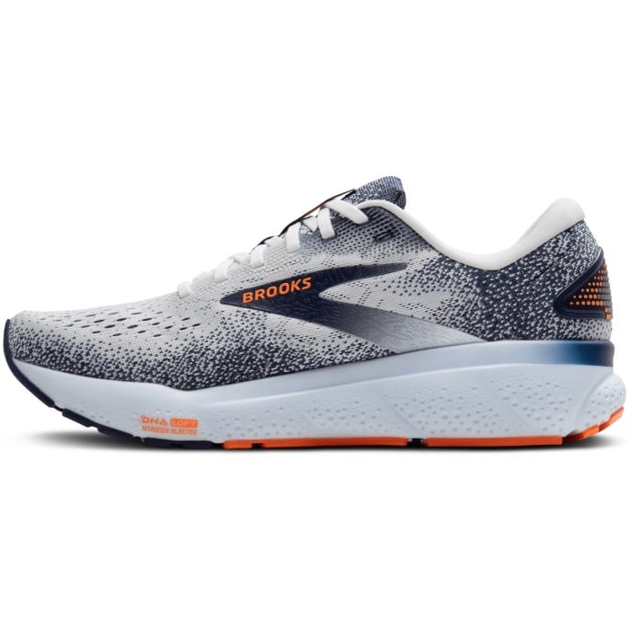Brooks Ghost 16 - Mens Running Shoes - White/Peacoat/Orange