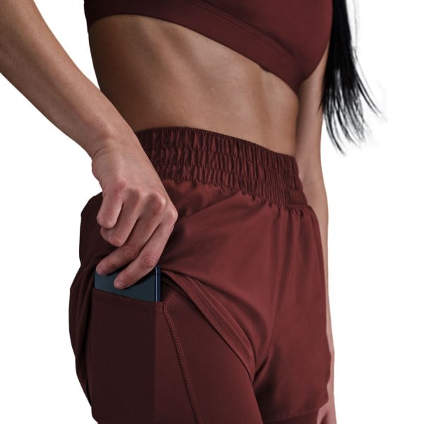 Nike Dri-Fit One 2-In-1 Mid-Rise Womens Running Shorts - Dark Team Red/Reflective Silver
