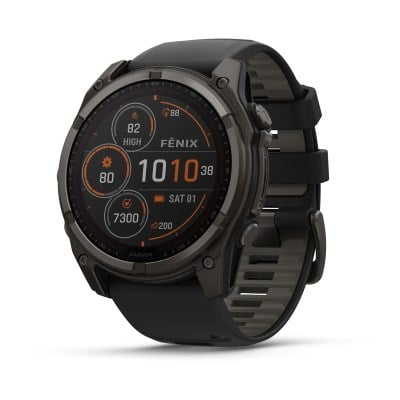 Garmin Fenix 8 Solar 51mm Sapphire Edition Titanium Watch - Carbon Grey Titanium with Black/Pebble