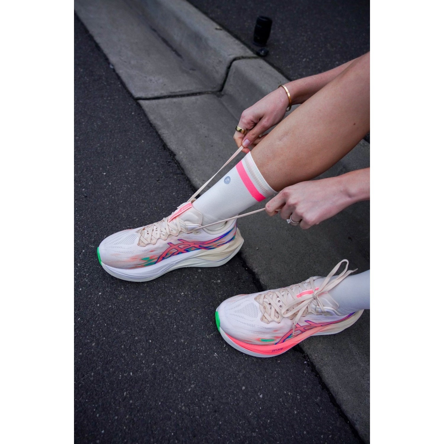 SHYU Crew Racing Socks - Cream/Blush/Peach