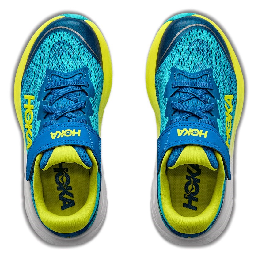 Hoka Rincon 4 Velcro - Kids Running Shoes - Electric Aqua/Neon Hoka Citrus - image 5