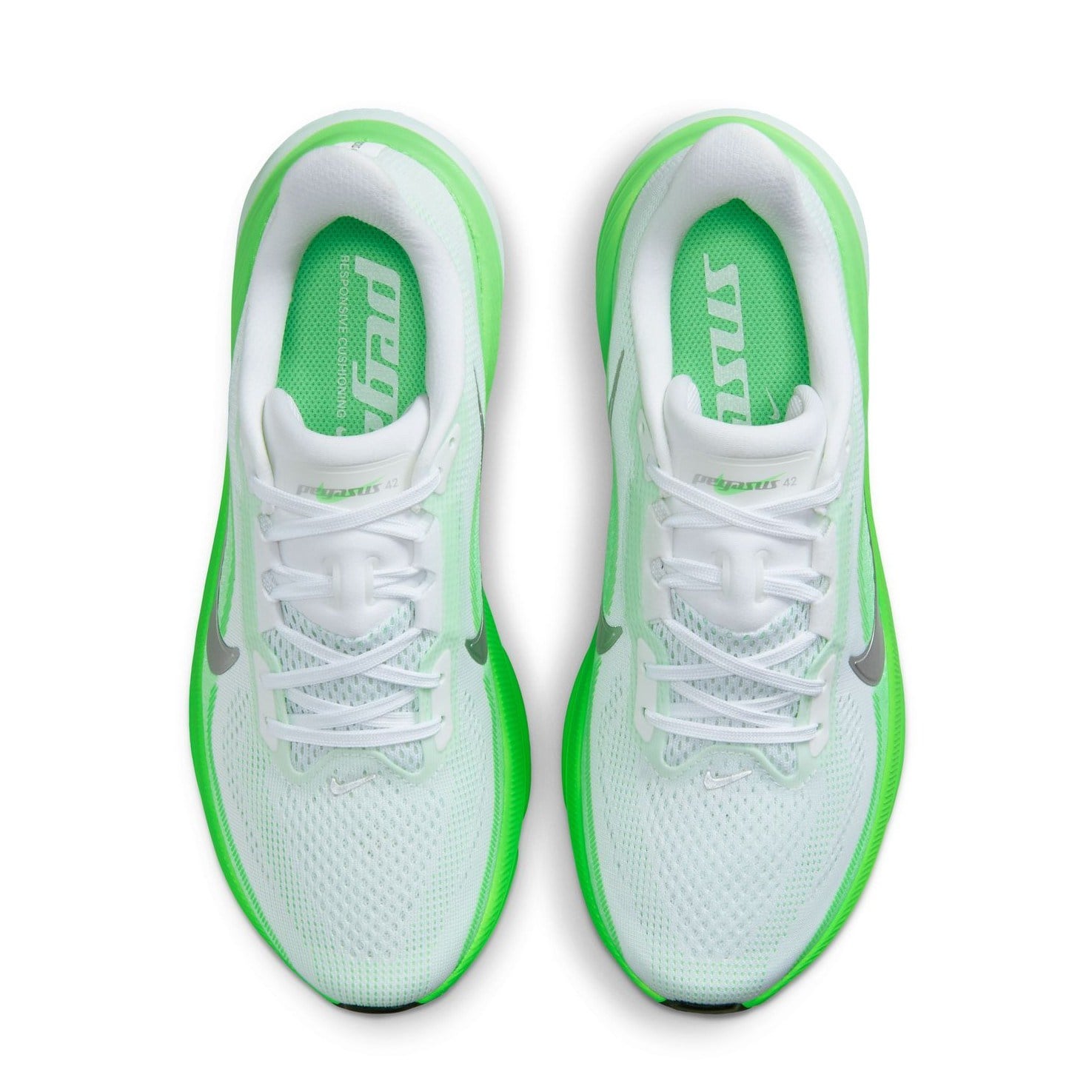 Nike Pegasus 42 - Womens Running Shoes - White/Metallic Silver/Green Strike - image 4