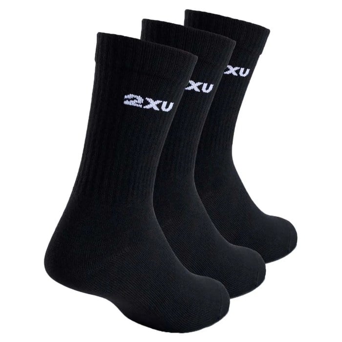 2XU Cotton Crew Unisex Socks - 3 Pack - Black/White - image 2