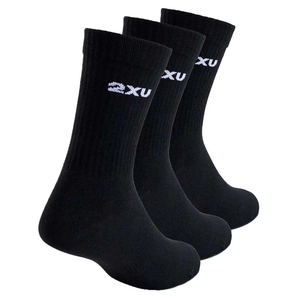2XU Cotton Crew Unisex Socks - 3 Pack - Black/White - image 2
