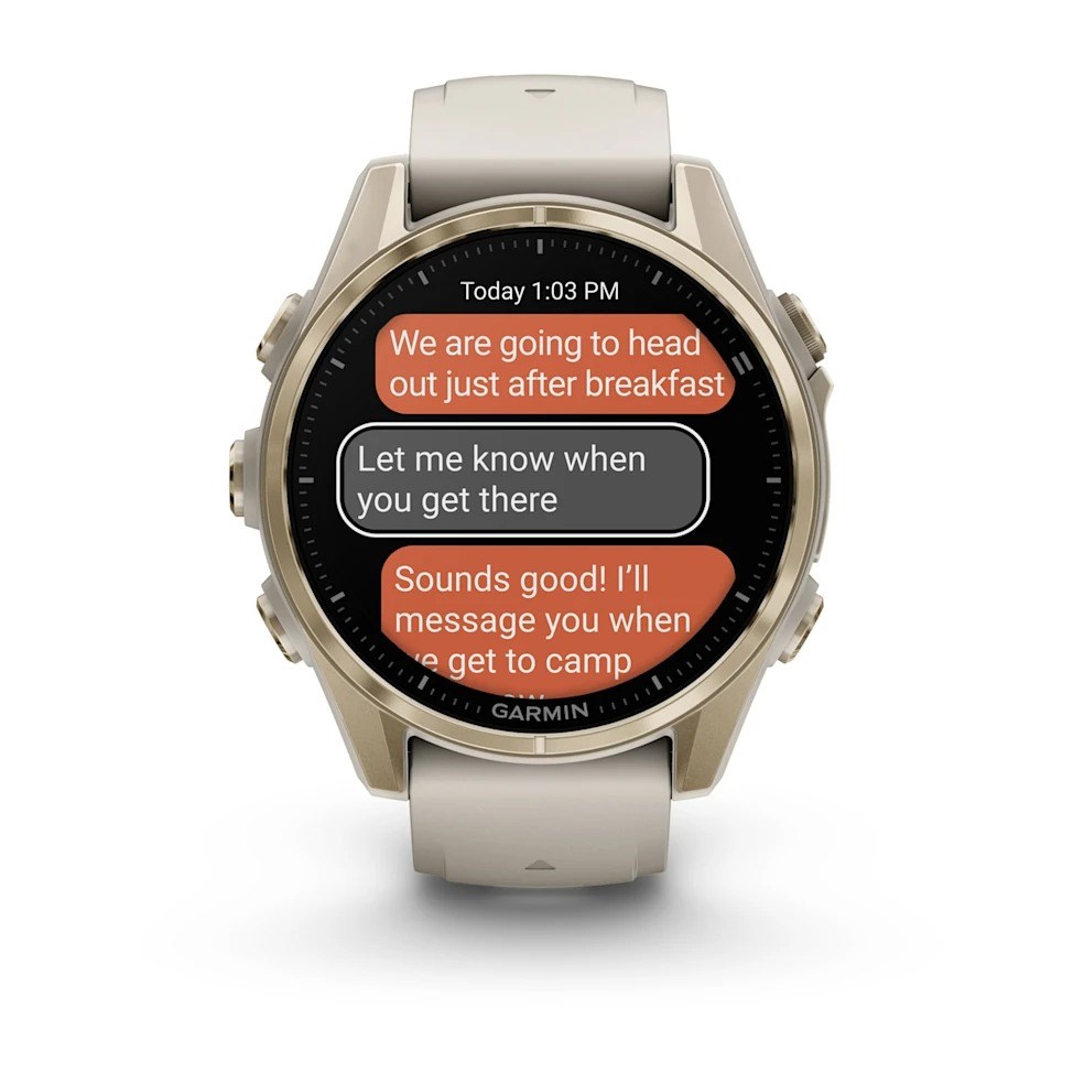 Garmin fenix 8 43mm Premium Multisport Smartwatch - Sapphire/Soft Gold with Fog Grey/Darkstone