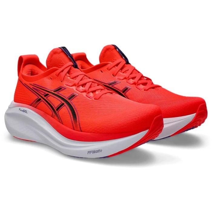 Asics Gel Nimbus 27 - Mens Running Shoes - Flash Red/Black
