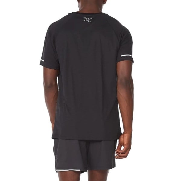 2XU Aero Mens Running T-Shirt - Black/Silver Reflective