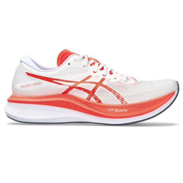 Asics Magic Speed 3 - Womens Road Racing Shoes - White/Sunrise Red