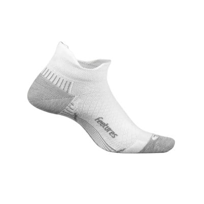 Feetures Plantar Fasciitis Compression No Show Socks - White