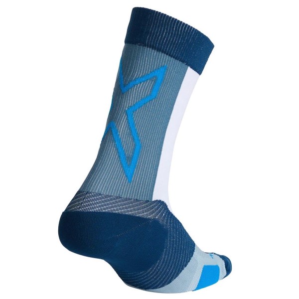 2XU Vectr Light Cushion Crew Running Socks - Chambray/Moonlight
