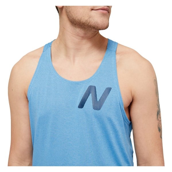 New Balance Graphic Impact Mens Running Tank Top - Heritage Blue Heather