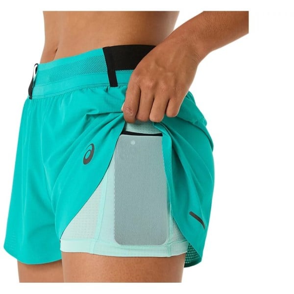 Asics Metarun Split Short - Womens Running Clothing - Wave Teal