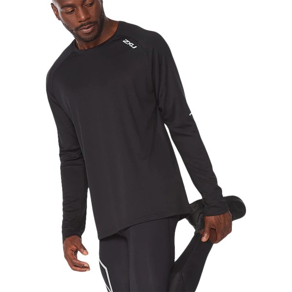 2XU Aero Mens Long Sleeve Training Top - Black/Silver Reflective
