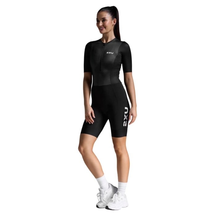 2XU Womens Aero Hex Sleeved Trisuit - Black/white