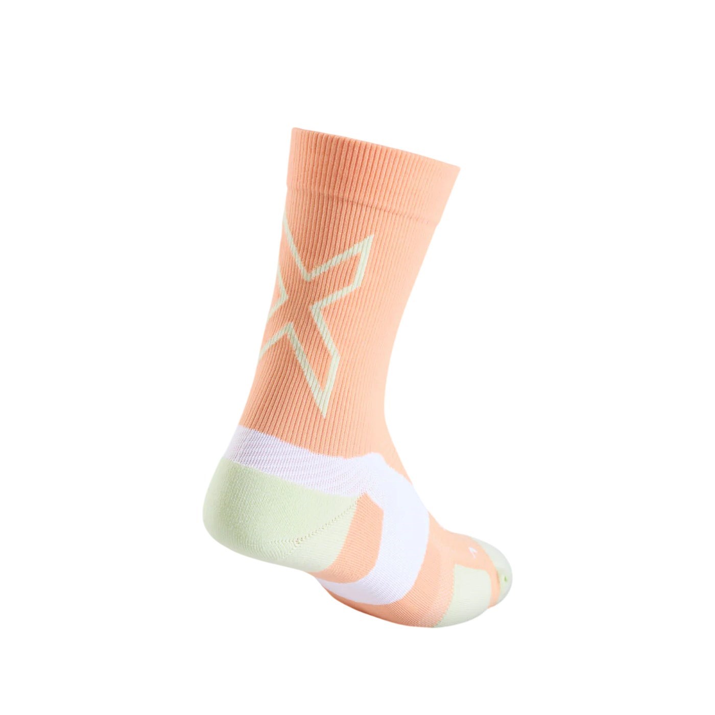 2XU Vectr Light Cushion Crew Running Socks - Fuzzy Peach/Mint Dust