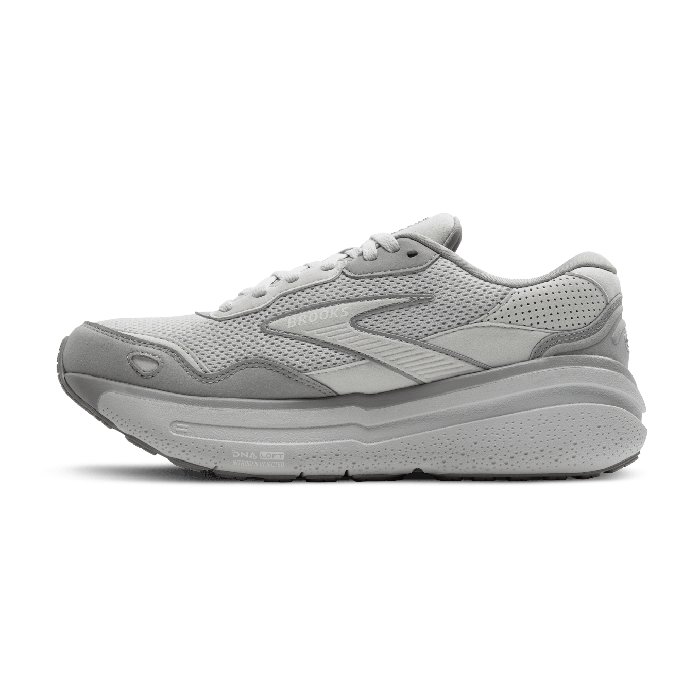 Brooks Ghost Max 2 Suede - Womens Walking Shoes - Oyster/Alloy/Antarctica