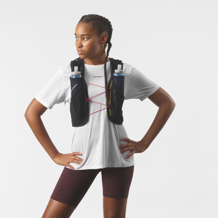 Salomon ADV Skin 12 Set Unisex Trail Running Vest With Flasks - Race Flag - White/Black