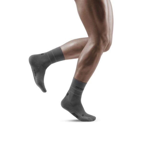 CEP Reflective Mid Cut Running Socks - Grey