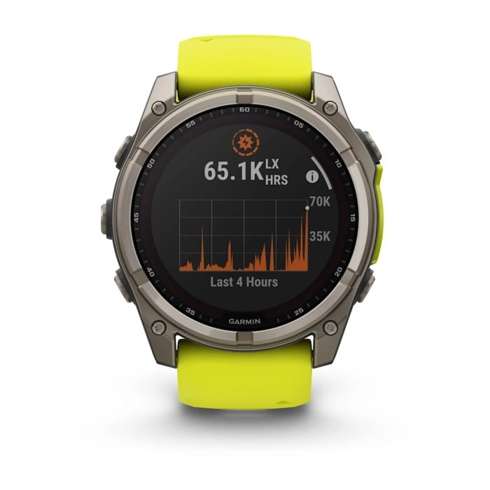 Garmin Fenix 8 Solar 51mm Sapphire Edition Titanium Watch - Amp Yellow/Graphite Silicone Band - image 2