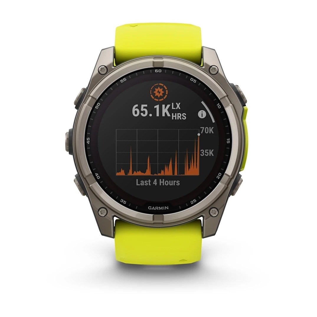 Garmin Fenix 8 Solar 51mm Sapphire Edition Titanium Watch - Amp Yellow/Graphite Silicone Band - image 2