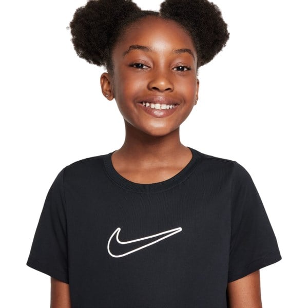 Nike Girls Dri-Fit Short Sleeved Top - Black/White