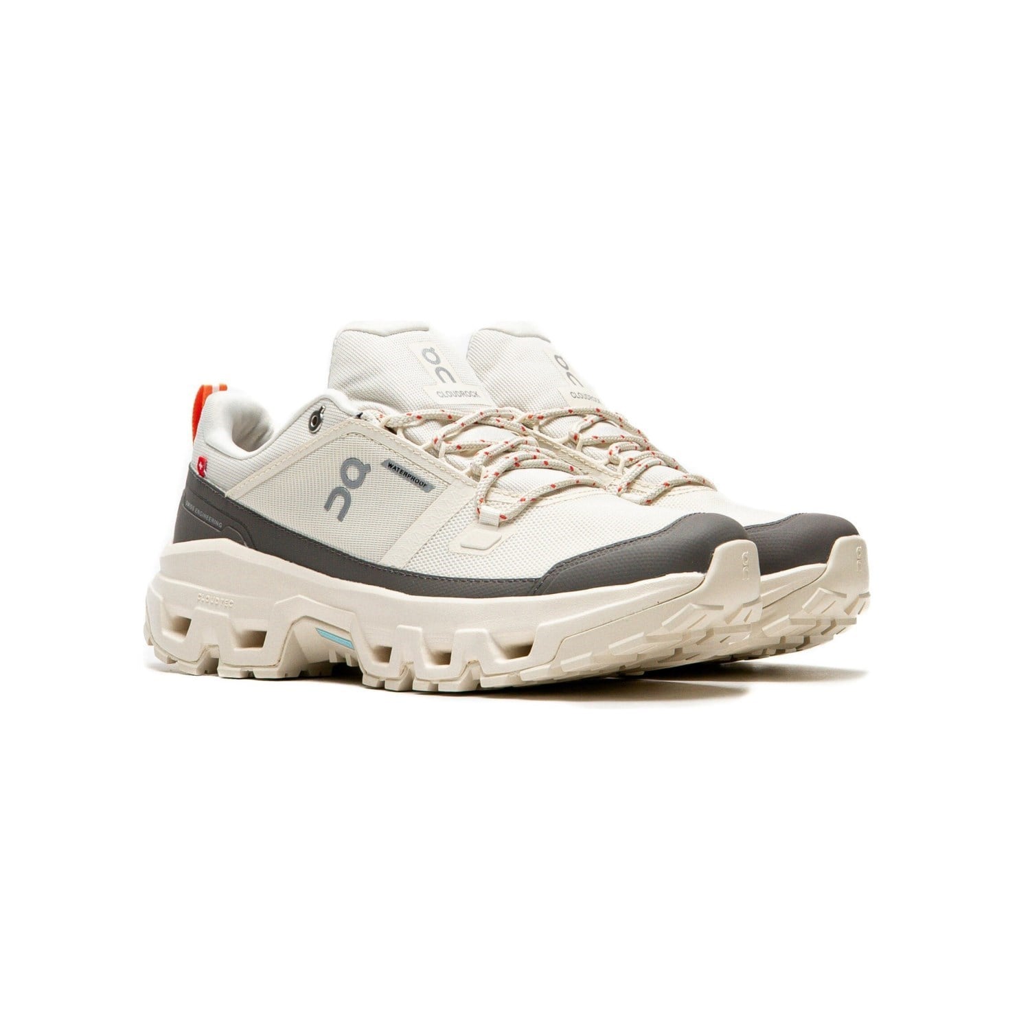 On Cloudrock Low Waterproof - Mens Hiking Shoes - Ivory/Ivory