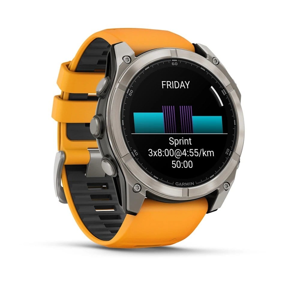 Garmin Fenix 8 51mm AMOLED Sapphire Edition Titanium Watch - Spark Orange with Graphite Silicone - Spark Orange with Graphite Silicone Band - image 3