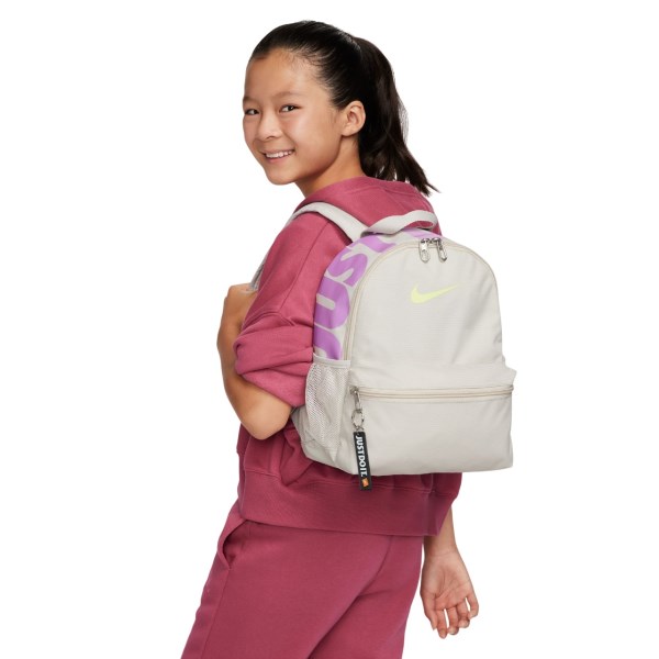 Nike Brasilia JDI Mini Kids Backpack Bag - Light Bone/Fuchsia/Light Lemon Twist