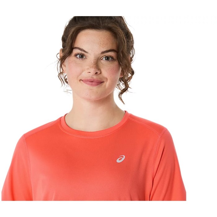 Asics Silver Short Sleeve Running T-Shirt - Womens Running Clothing - Coral Reef