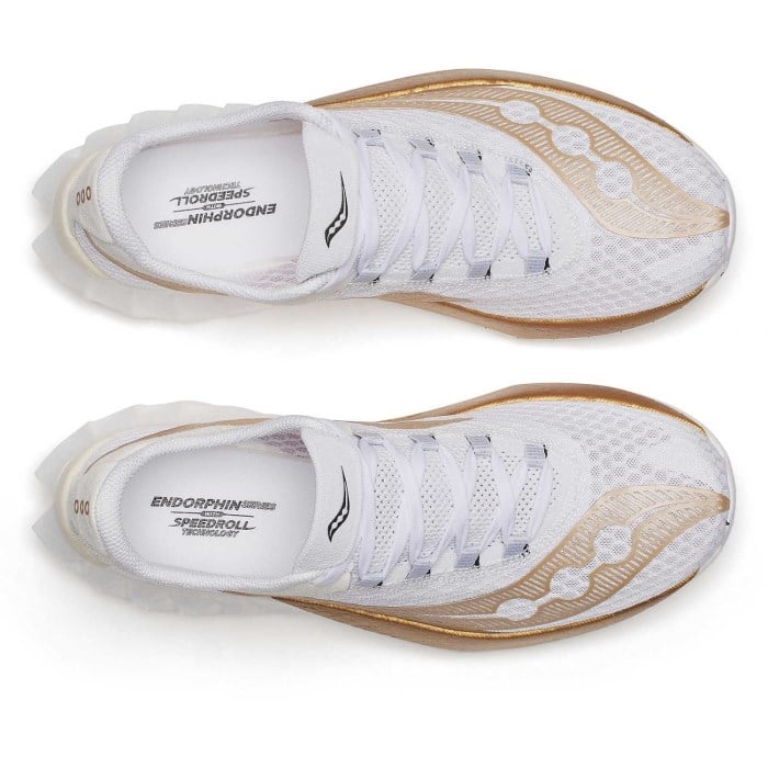 Saucony Endorphin Pro 4 - Mens Road Racing Shoes - White/Gold