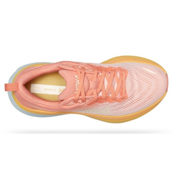 Hoka Bondi 8 - Womens Running Shoes - Shell Coral/Peach Parfait