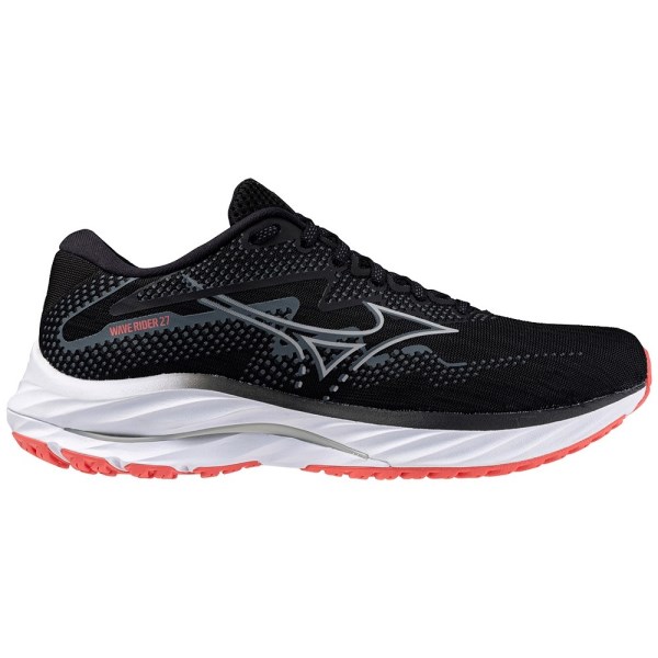 Mizuno Wave Rider 27 - Womens Running Shoes - Black/Nickel/Dubarry
