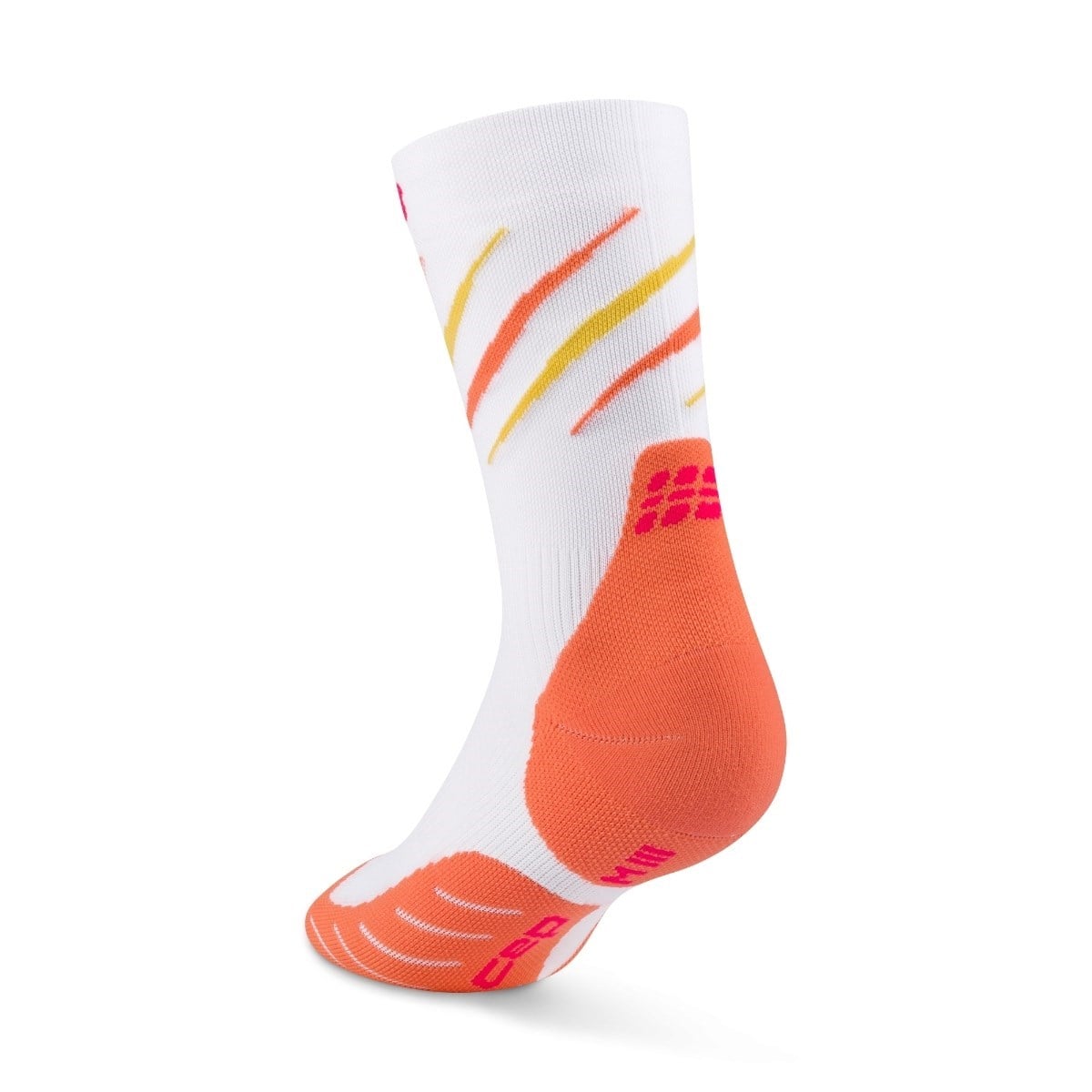 CEP Core Run Claws Mid Cut Womens Socks - White/Coral