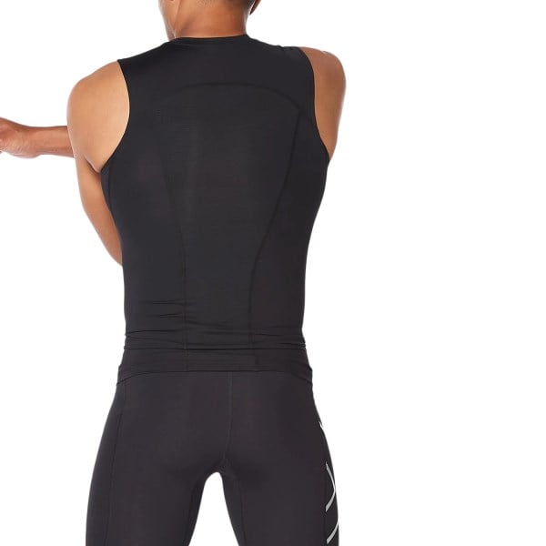 2XU Core Mens Compression Sleeveless Tank Top - Black/Silver