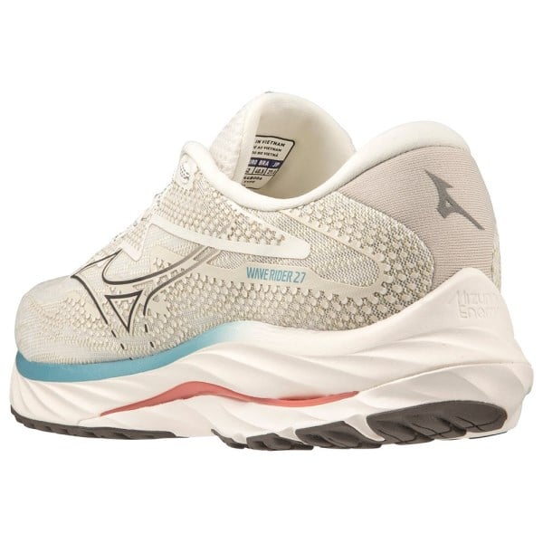 Mizuno Wave Rider 27 - Mens Running Shoes - Snow White/Granite Grey/ Adriatic Blue