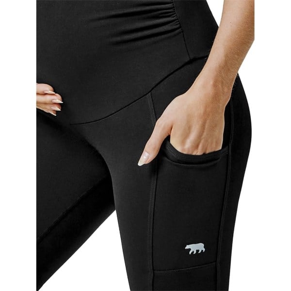 Running Bare Maternity Power Womens 9 Inch Bike Tights - Black