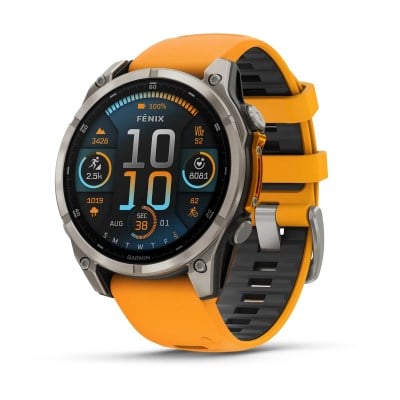 Garmin Fenix 8 47mm AMOLED Sapphire Edition Titanium Watch - Slate Grey/Black Silicone Band