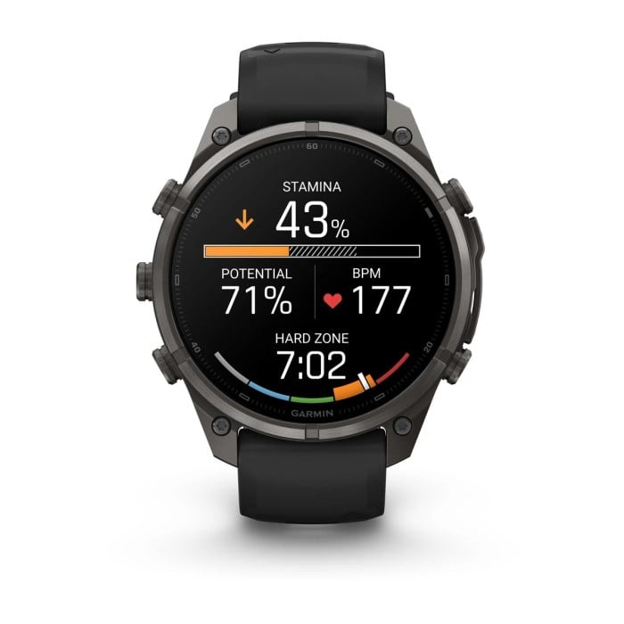 Garmin Fenix 9 Pro 47mm Premium Multisport Smartwatch - Carbon Grey DLC Titanium with Black/Pebble - Carbon Grey DLC Titanium with Black/Pebble Grey Silicone Band - image 9