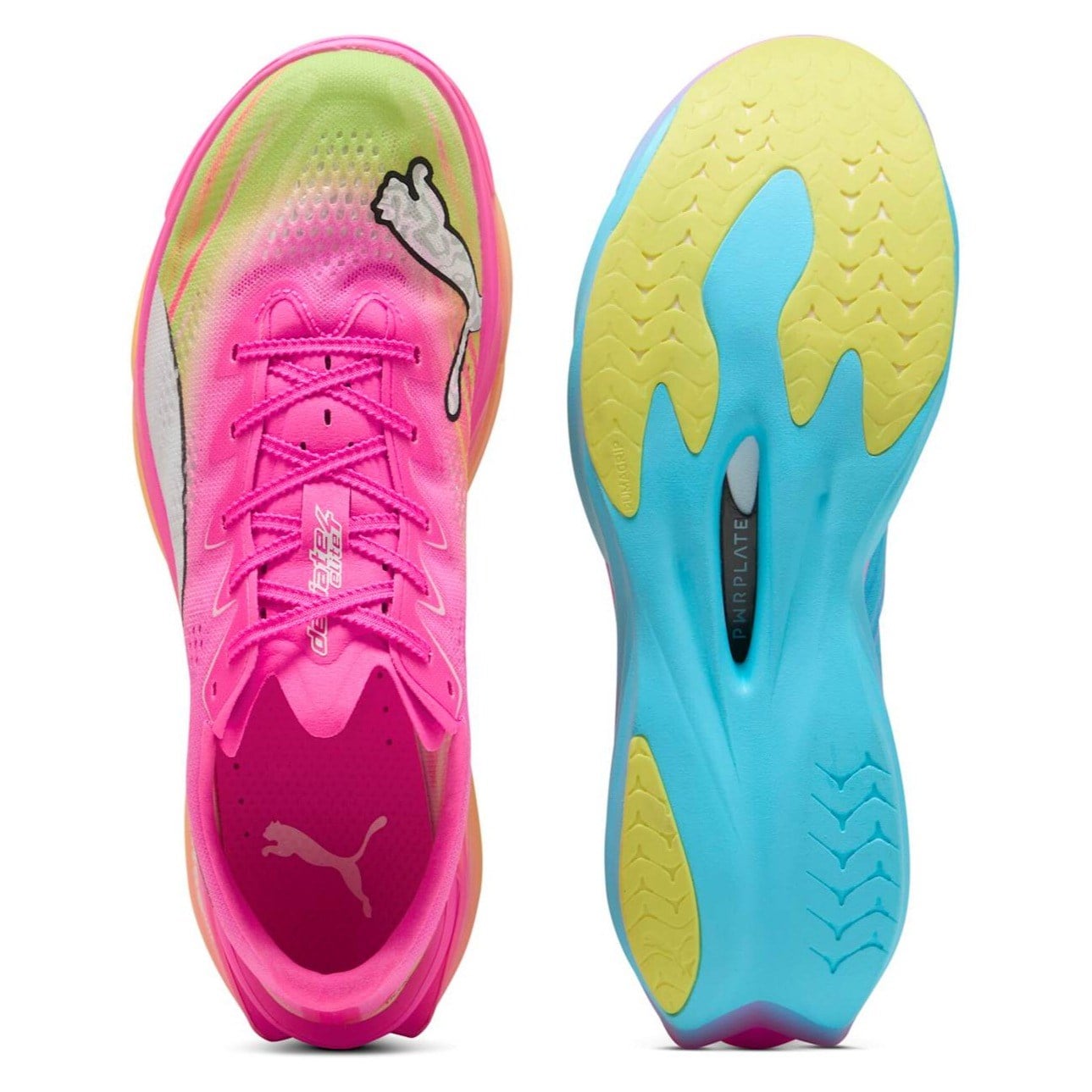 Puma Deviate Nitro Elite 4 Showtime - Mens Running Shoes - Poison Pink/Yellow Alert/Bright Aqua