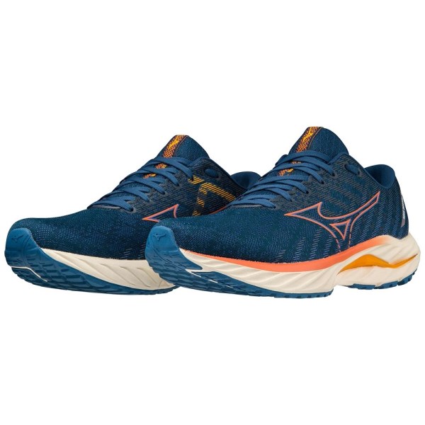 Mizuno Wave Inspire 19 - Mens Running Shoes - Blue Opal/Tigerlily/Zinnia