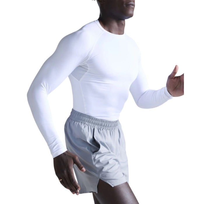 2XU Core Compression Mens Long Sleeve Running Top - White/White